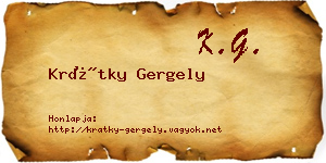 Krátky Gergely névjegykártya